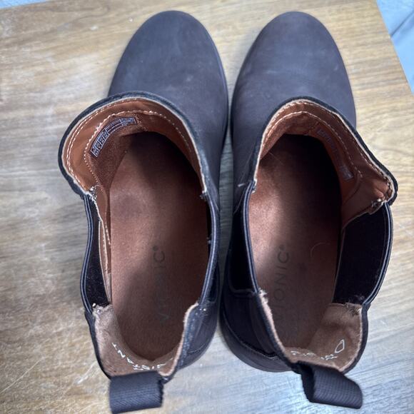 Vionic Evergreen Pull On Boots Sz 8.5 Brown Leather Water Resistant Lightweight - Picture 6 of 11